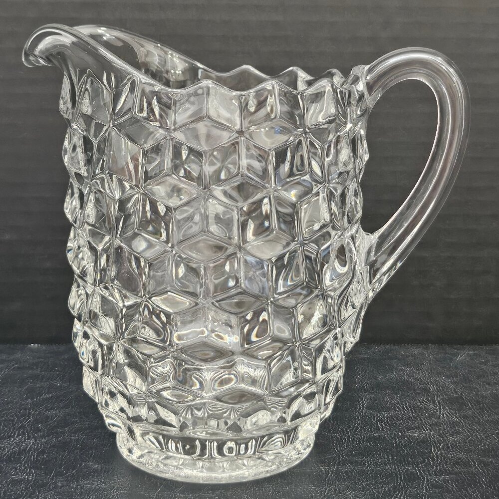Cubist by Jeannette Glass Co . Large Clear 59 oz.Pitcher